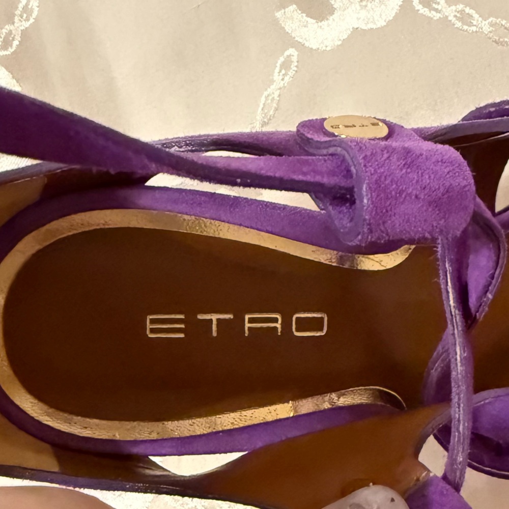 Etro Purple Lace-Up Suede High-Heel Sandals - Picture 8 of 13